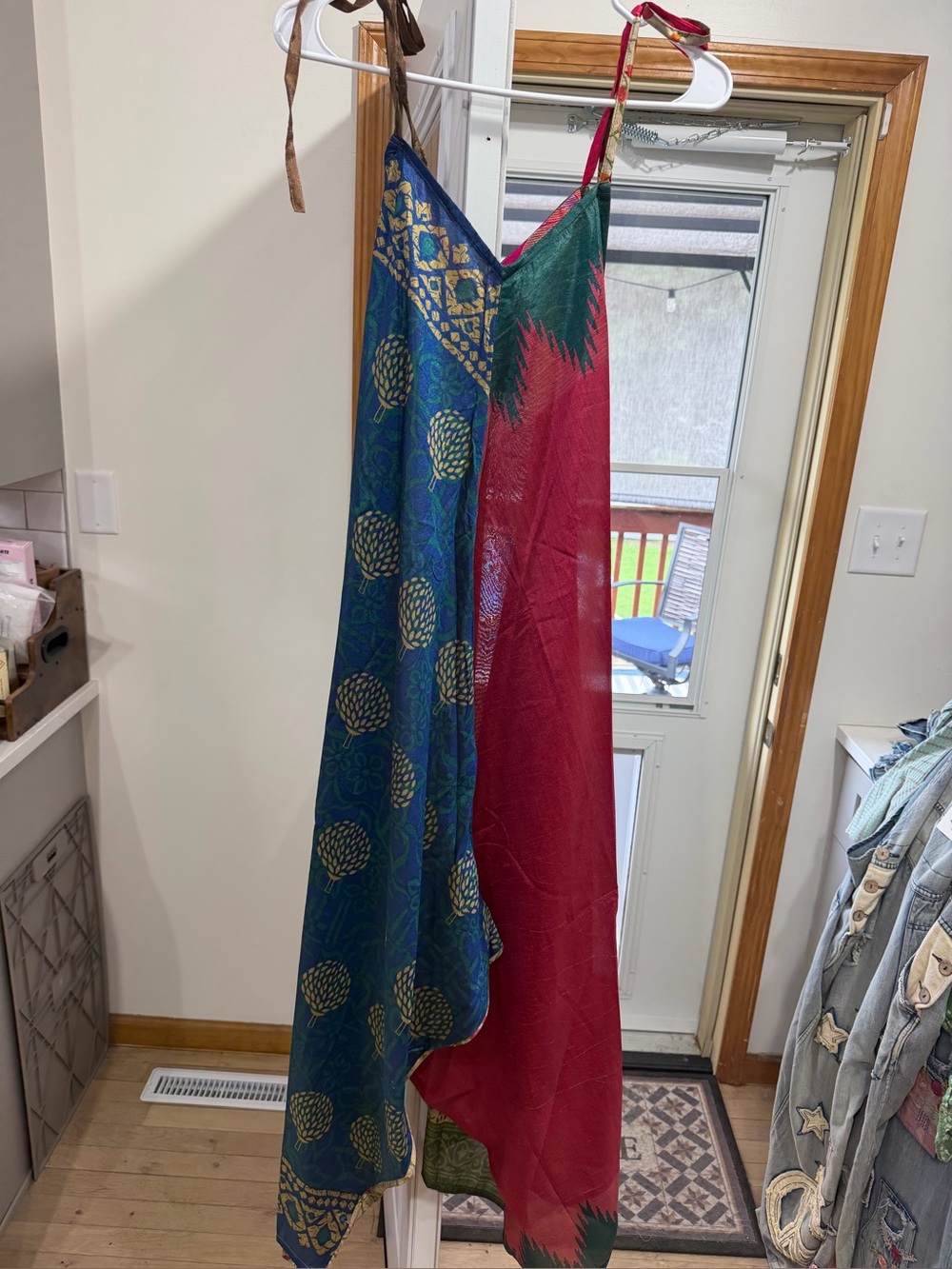 Jaded gypsy silky Two-Tone Silk Slip Dress in Teal & Berry